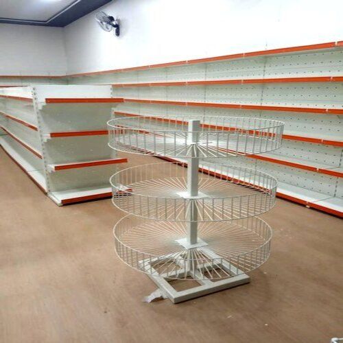 White And Red 6 Shelve 7 Feet Height 250 Kg. Weight Tolerance Mild Steel Supermarket Racks