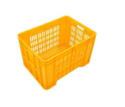 Yellow Color Rectangular Fruit And Vegetable Plastic Crates 543935, 542*390*345 Mm Size