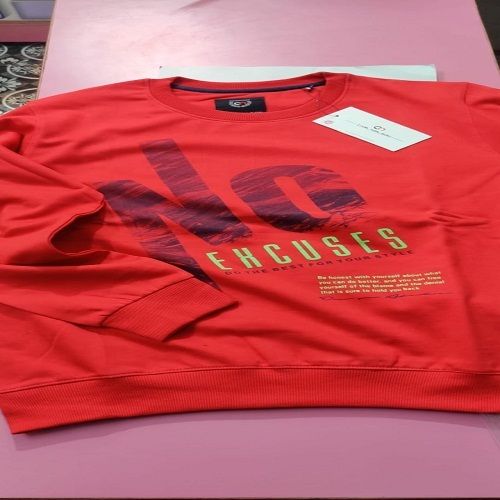 Comfortable And Printed Design Red Color Pure Cotton Mens T Shirts