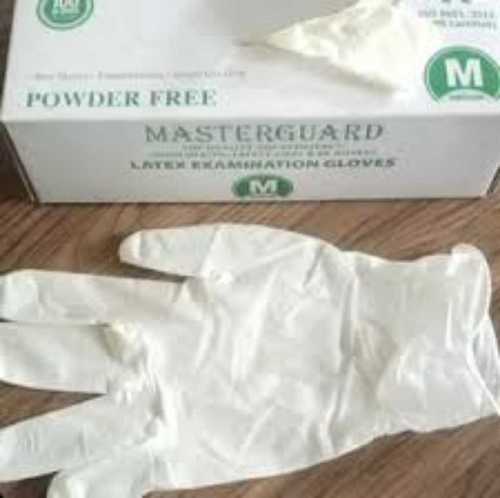 Plain Full Finger White Latex Examination Gloves With Superior Elasticity For Comfort And Strength