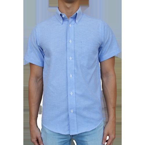 Light Blue Color Short Sleeves Plain Mens Shirts for Office and Casual Use