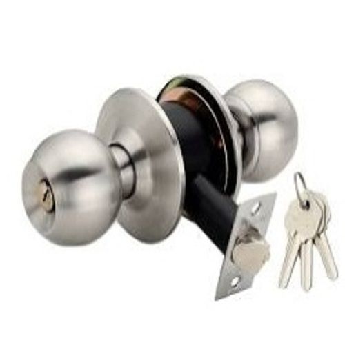 Silver Met Craft Key Cylindrical Shape Latch Door Lock With 3 Simple Keys