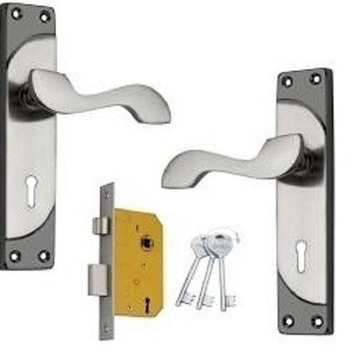 Polished Steel Complete Door Lock Set Size 7.2 Inch With Black Silver Finish