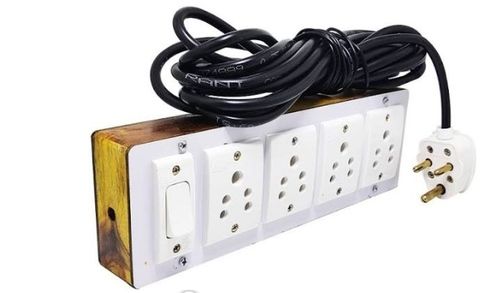 White Color Electric Switch Board With 4 Plug and Safe GuardIt Shield them from Short Circuits and Power Raises