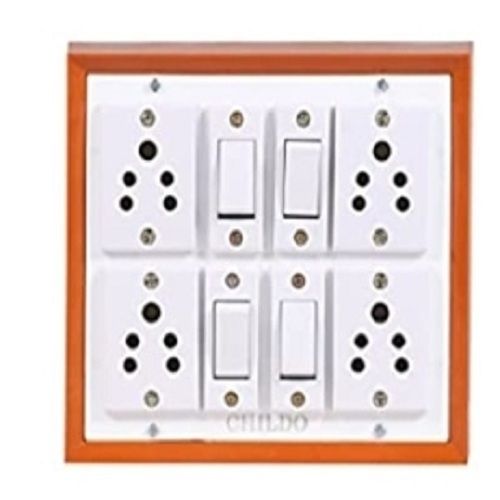 White Color Pvc Electric Switch Board, Module Size: 4x10x2 Inch, 4 Socket