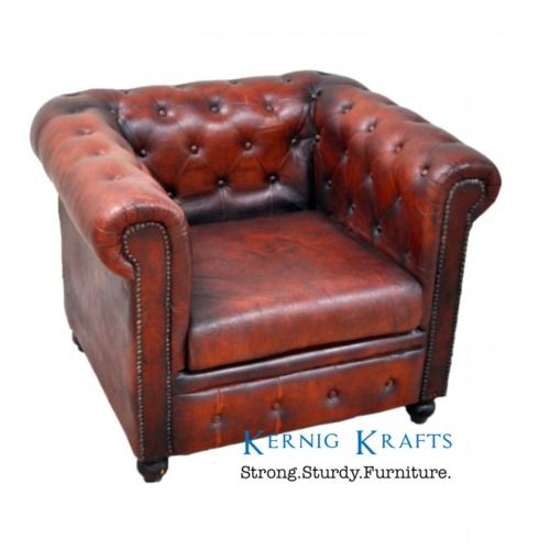 Square 4 Leg Wood And Leather Seat Material Made Hotel Home And Office Use Upholstery Sofa