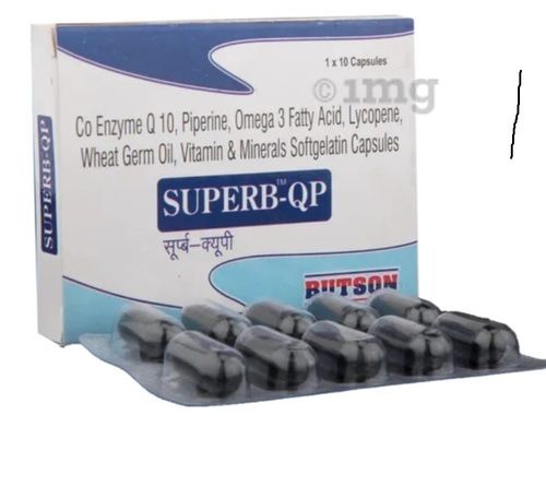  सुपरब-क्यूपी कैप्सूल (यूबिडेकेरेनोन, पिपेरिन, ओमेगा-3 फैटी एसिड, लाइकोपीन, व्हीट जर्म ऑयल, विटामिन और मल्टीमिनरल्स) 