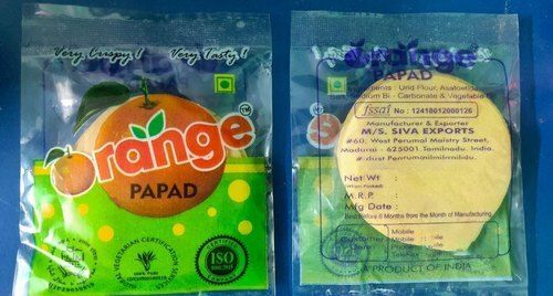 Orange 40 Gm Round Udad Papad With 6 Months Shelf Life And 2.5 Inch Diameter, Salty Taste