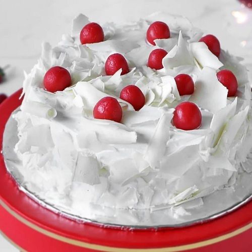 Delicious Taste And Mouth Watering White Colour Strawberry Cake