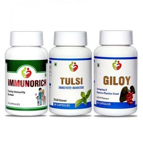 Herbal Tulsi And Giloy Immunity Booster Capsules For Seasonal Flu, Viral Infections Cool & Dry Place