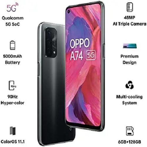 Oppo A74 5G Mobile Phone Qualcomm Snapdragon 480 5G Battery Backup: 40 Hours