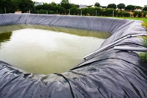 Black Pond Liner Woven Tarpaulin With 300-500 Microns Thickness And Ldpe Coating