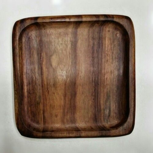 Square Shape Natural Brown Home Kitchen And Party Supplies Usable Serving Wooden Plate