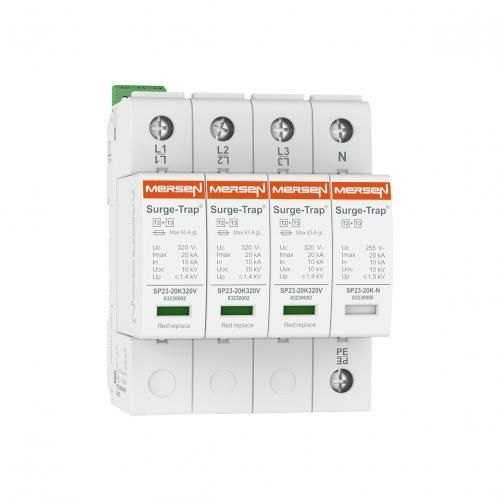 3p+N Type 2 Three Phase Mersen Surge Protection Device With 280v Highest Voltage Protection