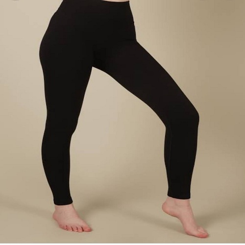 Stretchable Slimmer Look Leggings - 95% Cotton, 5% Spandex, Black | Warm Fleece Lined, High Waist Design, Anti-Wrinkle, Free Size for 26 to 38 Waist