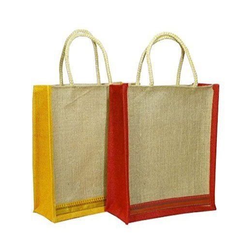 Multi Colors Reusable And Eco-friendly Rope Handled Plain Jute Lunch Bag With One Compartment