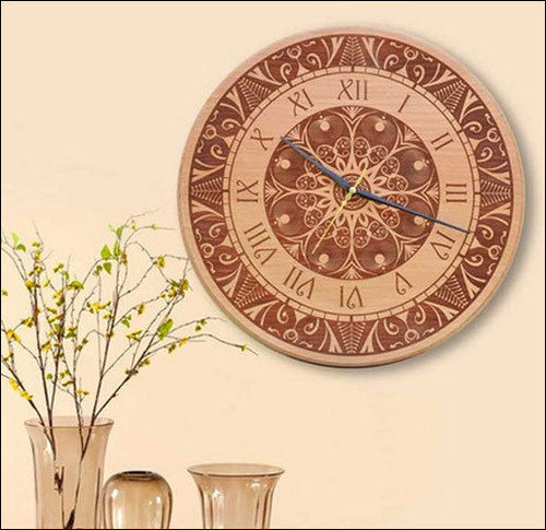 Round Analog Engraved Wooden Clocks For Office, 9 Inch, 12 Inch, 16 Inch