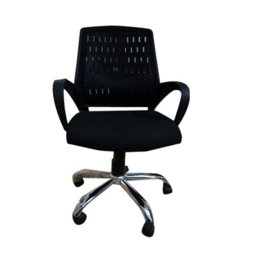 Black Polyester Seat Low Mesh Back Revolving Office Executive Chair With Armrest