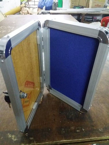 Blue Rectangular Shape Door Covered Acrylic Notice Board For School, College And Office Application: School