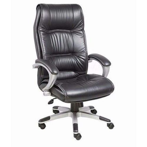 Fixed Armrest Gas Lift High Back Revolving Office Leather Chair For Boss, Manager