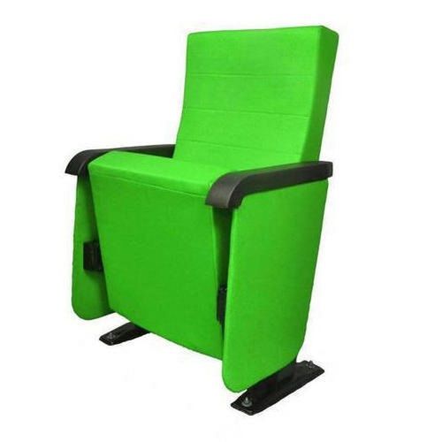 Plastic Green Push Back Foam Seat Folding Auditorium (Cinema Hall) Chair With Fixed Armrest