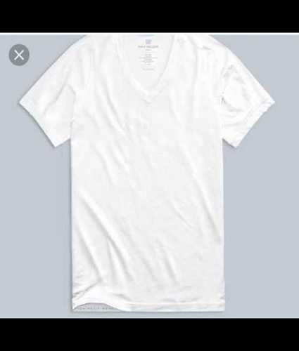 Half Sleeve Easily Washable White Cotton V Neck T Shirt For Casual And Daily Wear