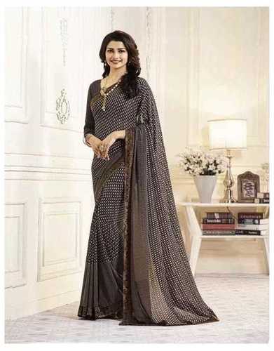 Party Wear Pure Cotton Chocolate Printed Sarees, Length: 6.3 M