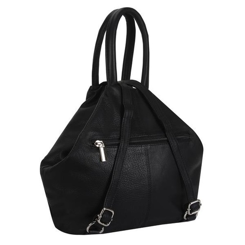 Moisture Proof Very Spacious And Light Weight Women Rucksack Black Color Leather Bag With Zipper Closure Type