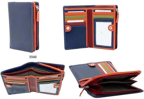 Blue Color And Plain Design Very Spacious Rectangular Shape Fold Able Type Leather Ladies Wallets