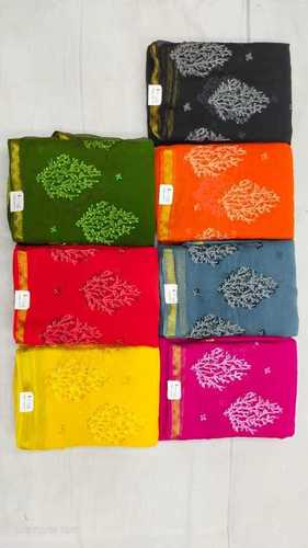 Casual Wear Ladies Nylon Saree With 5.5 Meter Length And Unstitched Blouse Piece