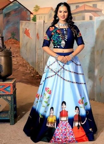 Designer Multicolor Painted Ladies Chaniya Choli