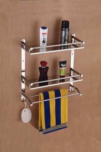 Rectangular Bathroom Shelves Free Punching Storage Rack With