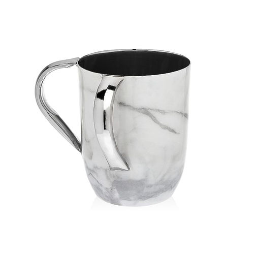 White And Silver Stainless Steel Wash Cup For Home, Hotel, Restaurant, 5.5 Inches, 400 Grams