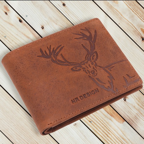 Genuine Leather Men's Wallet - 9x11cm, Brown Color | Rfid Blocking, 2 Note Compartments, 1 Coin Pocket, 5 Card Slots, Lightweight