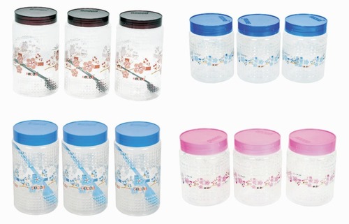 1000ml Pet Jar Flower Print (Pack Of 3pcs)