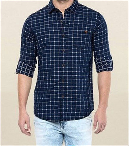 Pink Checks Collar Neck Mens Cotton Check Shirt, Machine And Hand Wash