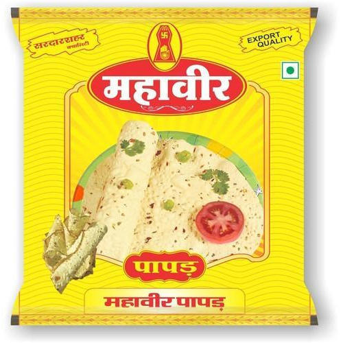 Circular Crispy Dal Papad Packets With 9 Inch Diameter And 3 Months Shelf Life