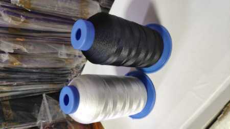 High Strength Black And White Color 3 Ply Polyester Y Cone Yarn For Shoe Stitching Length: 1500  Meter (M)