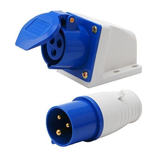 Ip 44 3 Pin Interlock Facility Industrial Plug And Socket For Electric Fittings With 110 V And 16 A