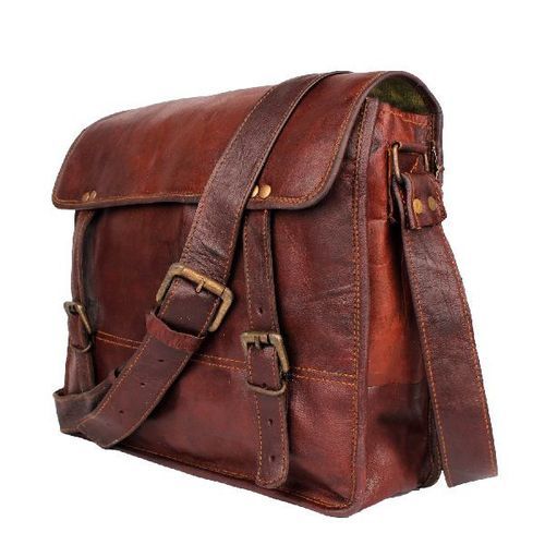 Brown Light Weight And Very Spacious Handmade Real Leather Messenger Shoulder Bag For Daily Uses