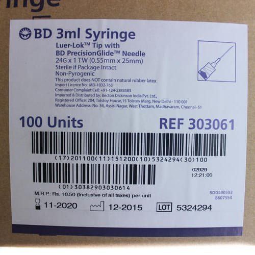 Bd Luer Lok Syringe 5 Ml Grade: Medical Grade at Best Price in