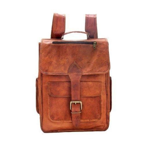 Plain Design And Very Spacious Handmade Real Brown Leather Backpack Shoulder Bag