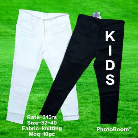 Solid Color Washable Comfortable Knitting Kids Basic Trousers, 32-40 Size