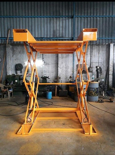 Yellow Mild Steel Electric Low Profile Scissor Lift Table (Capacity 2000 Kg)