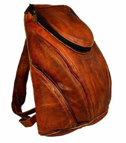 Zipper Closure Style Very Spacious And Light Weight Brown Color Laptop Leather Backpack Bag Gender: Unisex