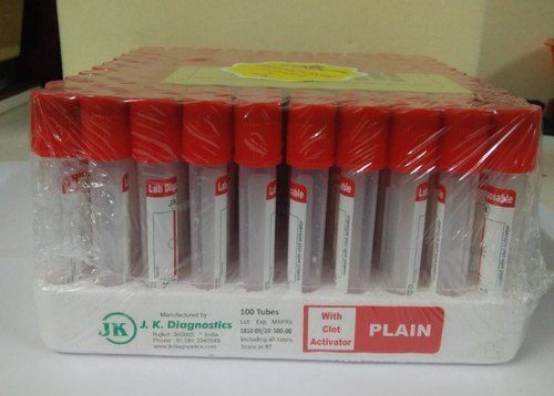 Red Disposable Sterilized Plastic J.K Plain Blood Collection Tube With Clot Activator