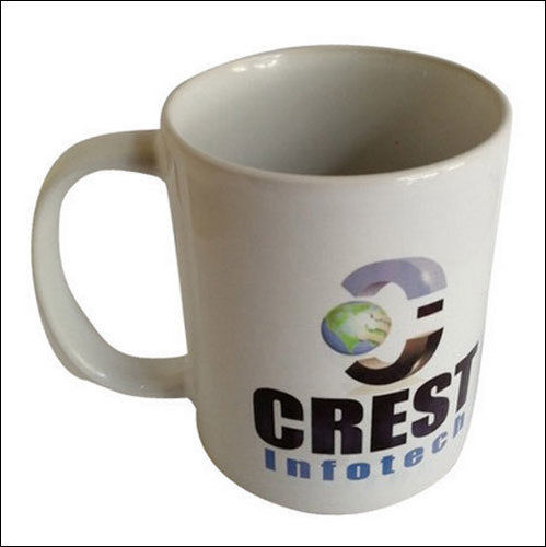 Glossy White Ceramic Printed Coffee Mug For Home, Office