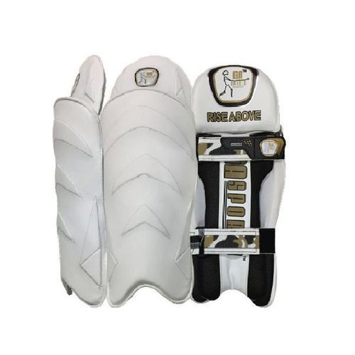 White And Black Wear-Resistant Plain Polyurethane Cricket Wicket Keeping Leg Guards Pad For Knee Protection