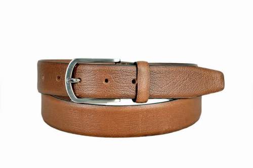 0.5 To 1 Mm Thickness Plain Design And Tan Color Mens Leather Belts With Silver Color Metal Buckle