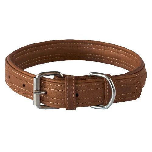 Light Weight And Brown Color Leather Collar With Silver Color Stainless Steel Metal Buckle For Dogs